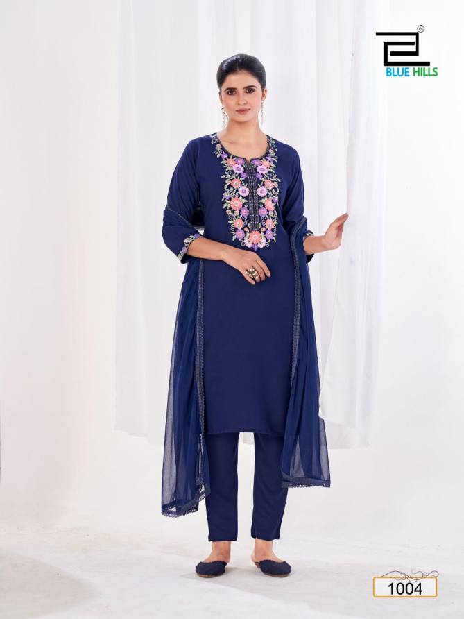 Vansika By Blue Hills Rayon Embroidery Kurti With Bottom Dupatta Wholesale Price In Surat